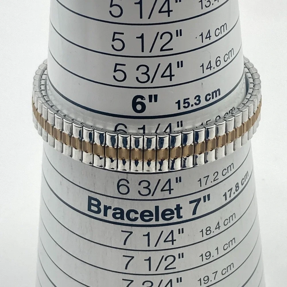 Timex Women's Watch 25mm Silver Gold Two Tone MOP Indiglo Stretch New Battery